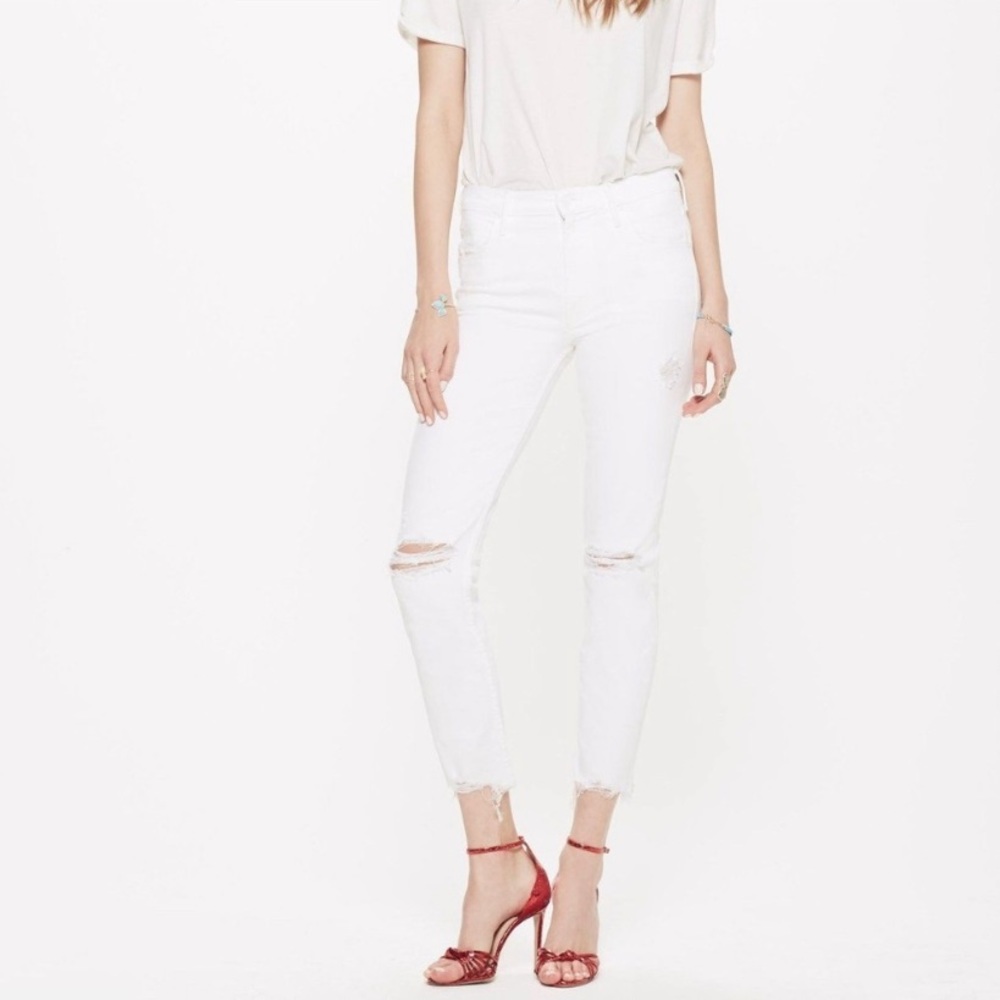 MOTHER The Flirt Ankle Chew Distressed Jeans